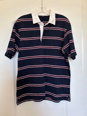 Uniqlo striped men’s polo navy and maroon red